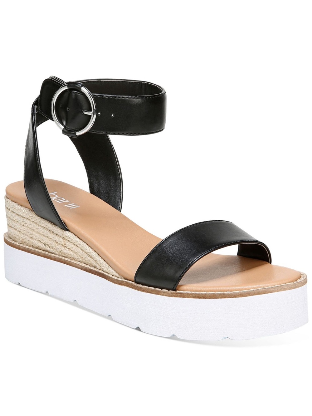 Bar III Black Ankle-Strap Espadrille Platform Sandal